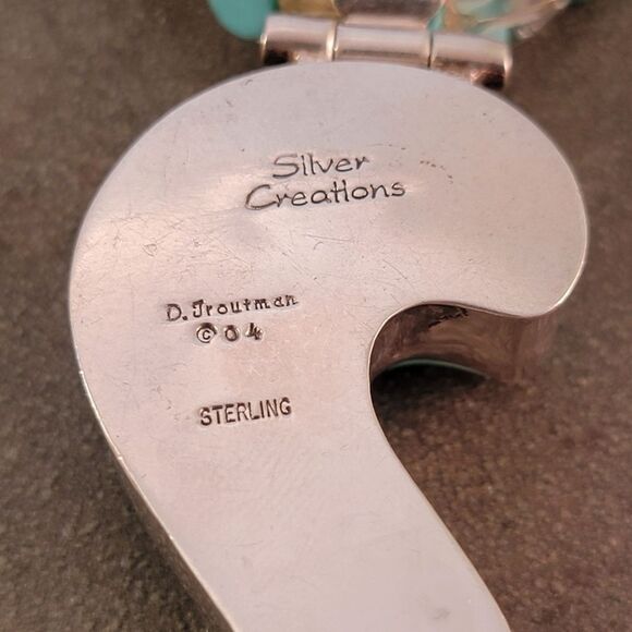 David Troutman Silver Creations Blue & Green Turquoise Pendant Necklace - Picture 9 of 10